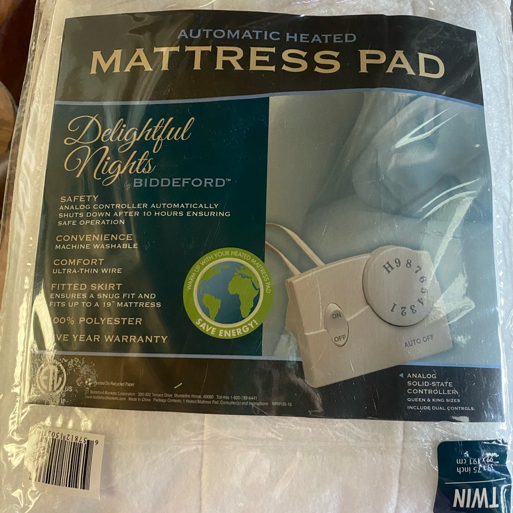 Automatic Heated Mattress Pad - White Twin